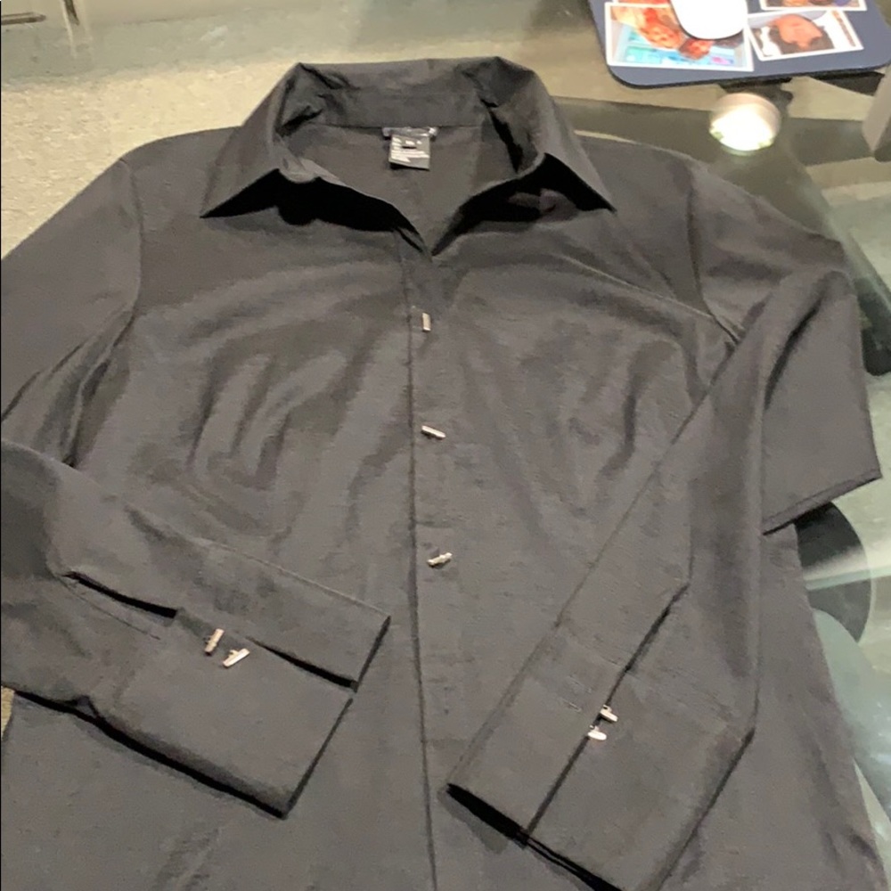 Black blouse with silver buttons
